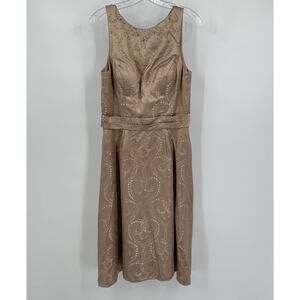 Bari Jay Womens Dress Size 8 Beaded Champagne Satin Elegant Formal Cocktail‎